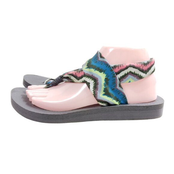 Skechers Womens Size 9 Gray Sandals With Multicolor Patterned Fabric Straps - Picture 4 of 7